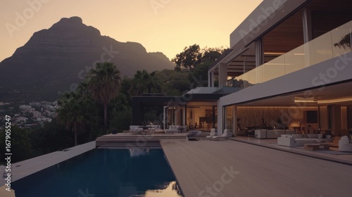 Modern House Showcase at Sunset with Natural Light