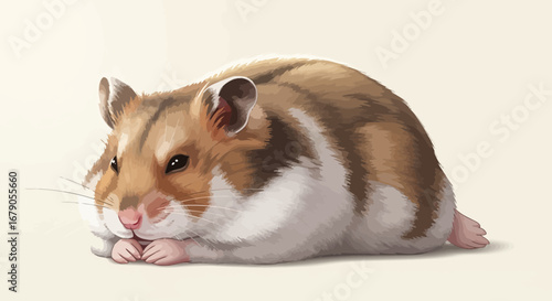 Adorable Golden Hamster Curled Up, Representing Domestic Pet Charm