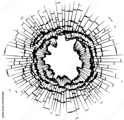 Shattered glass effect abstract design, conveying impact and disruption