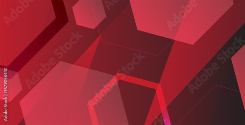 Minimal geometric red abstract hexagonal shapes background, dynamic shape composition landing page backgrounds. eps10 vector
