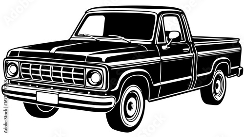 Pickup Truck Silhouetted Vector Image