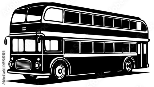 Double-Decker Bus Silhouetted Vector Image