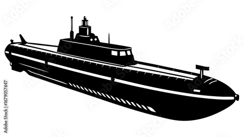 Submarine Silhouetted Vector Image