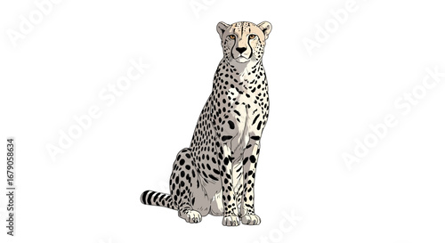Elegant cheetah illustration with a distinctive spotted pattern and sleek look