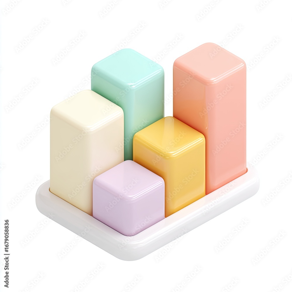 Fototapeta premium Pastel-colored bar graph icon