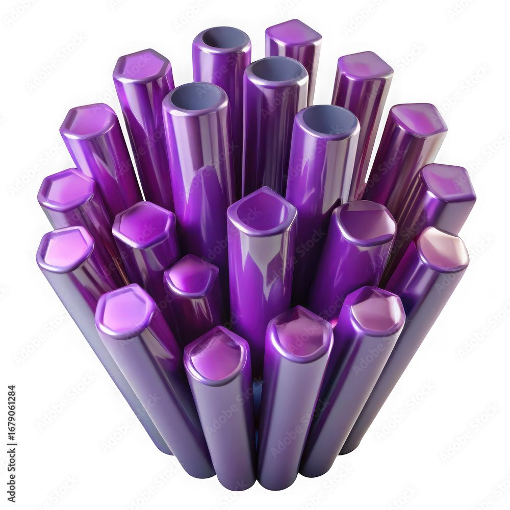 Fototapeta premium 3d amethyst crystal cluster abstract background geometric shapes transparent background