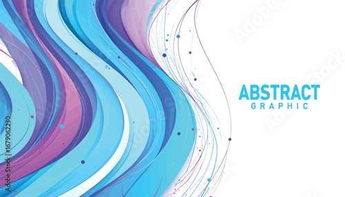 Abstract Graphic Design with Wavy Lines and Colorful Fluid Motion on White