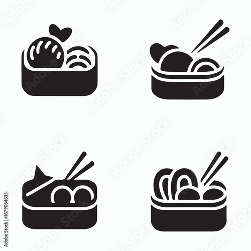Bento Box Solid Icons Food Pack