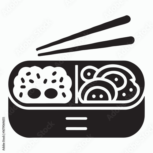Bento Box Solid Asian Lunch Symbol