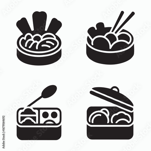 Bento Box Solid Meal Container Icons