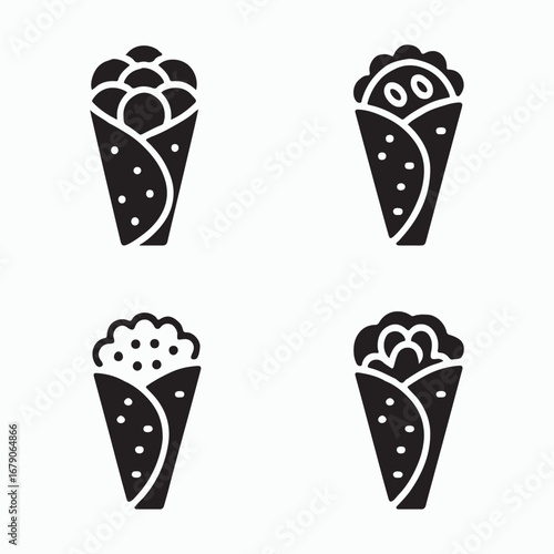 Burrito Solid Snack Collection Icons