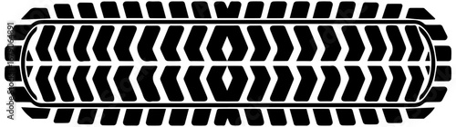 Bold tire tread pattern offers dynamic grip and powerful motion abstract design