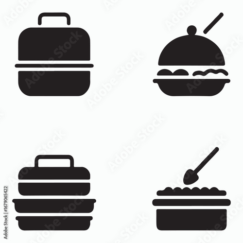 Lunch Box Solid Meal Storage Icons