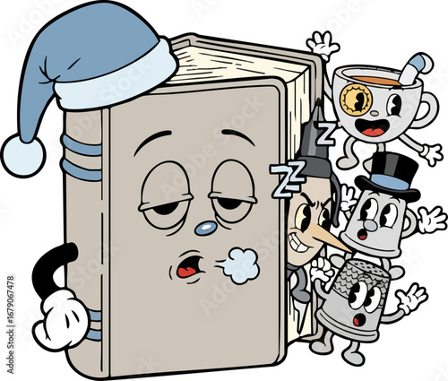 A Sleepy Storybook with Peeking Characters
