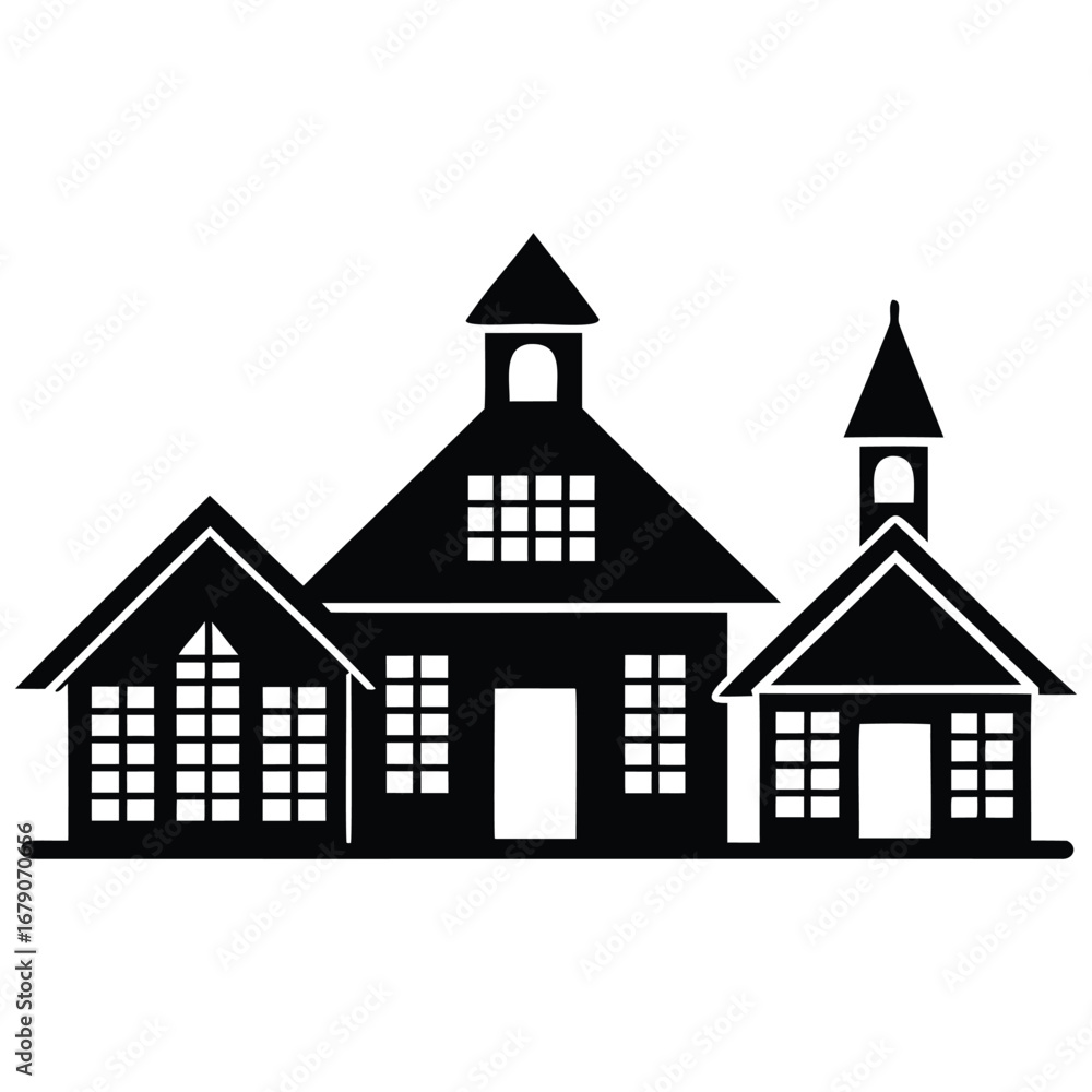 Fototapeta premium School Building Silhouette for Education Graphic