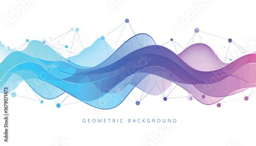 Abstract Geometric Wave Background with Connecting Lines and Dots