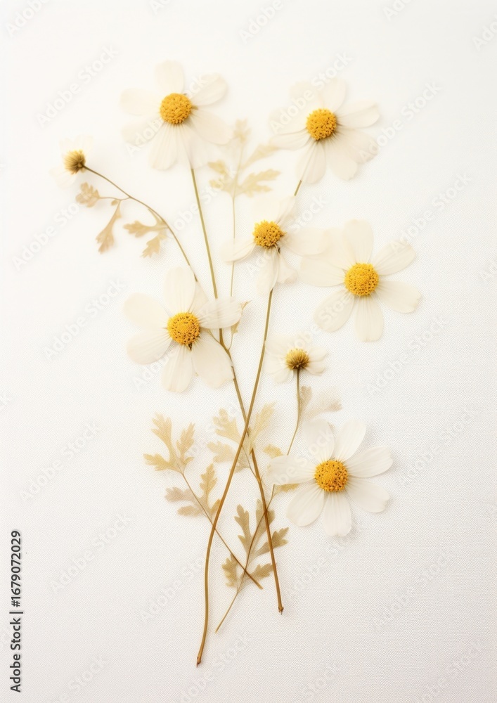Obraz premium Real Pressed a feverfew flower plant petal.