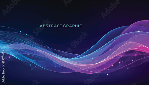 Abstract Graphic with Flowing Wave in Blue, Purple, and Pink Colors
