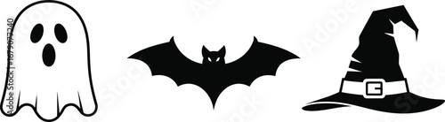 Halloween ghost, bat, and witch hat for spooky season celebrations and trick-or-treat fun