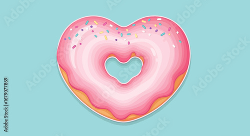A delightful heart-shaped donut illustration perfect for valentine's day or food-related designs