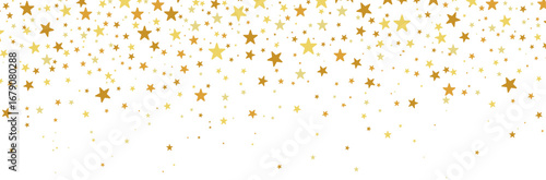 Fond d'étoiles jaunes et dorées - Arrière-plan présentant des étoiles - Motifs festifs pour des fêtes de mariage, d'anniversaire ou Noël. Différentes tailles d'étoiles - Fond étoilé - Ciel d'étoiles
