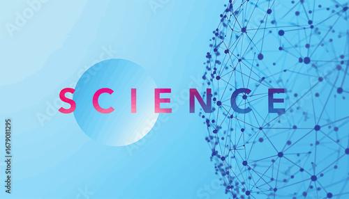 Abstract digital network sphere representing global scientific connection and technological innovation on a gradient blue background