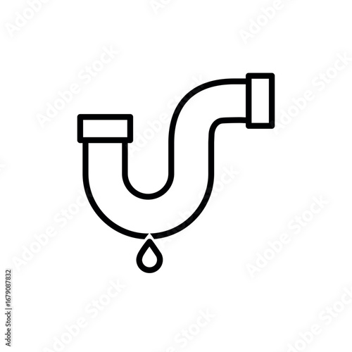 Leaking pipe icon representing plumbing issues and the importance of water conservation and maintenance. Depicts a pipe with water droplets, indicating the need for repair. Vector illustration