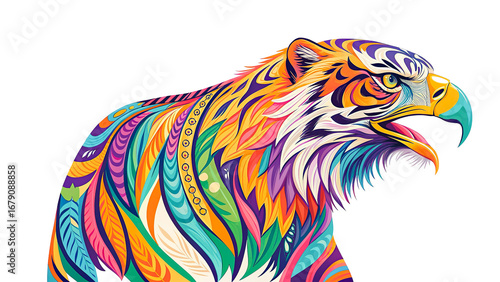 Wallpaper Mural Colorful eagle digital illustration, wings spread in flight, speed and beauty design, isolated transparent background. Torontodigital.ca