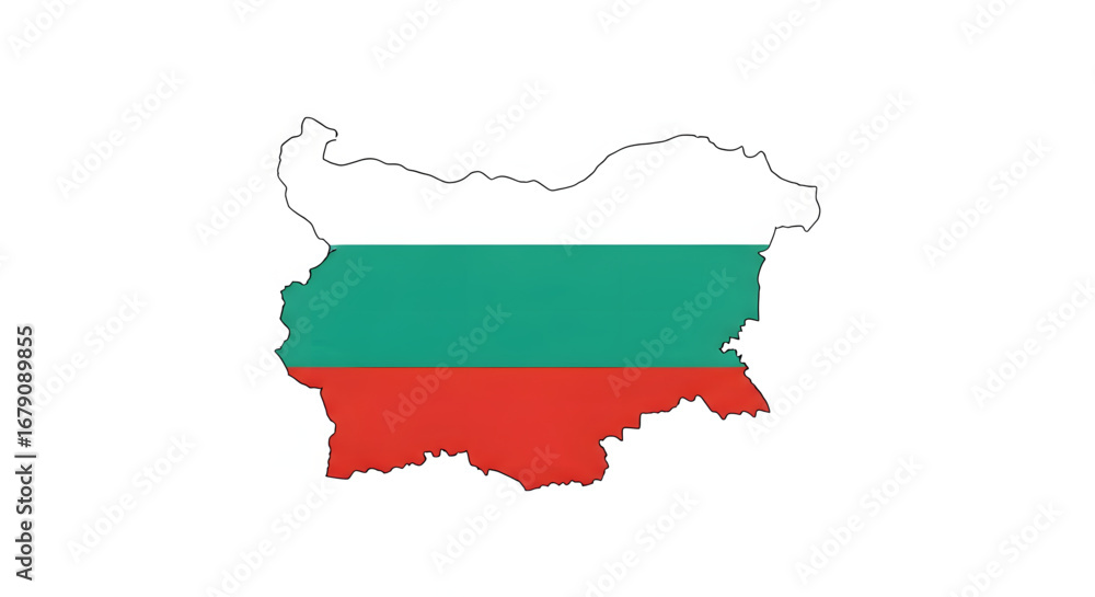 Fototapeta premium Bulgaria Map with National Flag – Country Outline Illustration
