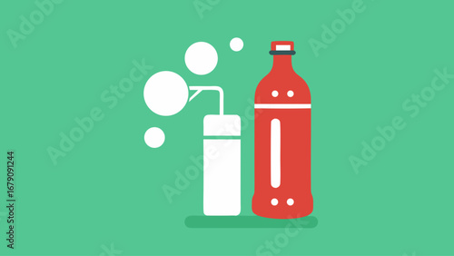 A bottle of water is next to a glass of water. The bottle is half full and the glass is half empty. The image is meant to convey the idea that it's important to stay hydrated