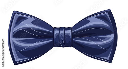 Elegant navy blue bow tie illustration against a clean white backdrop, evoking a sense of formal attire and classic style