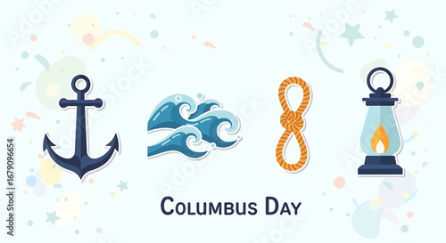 Columbus Day design celebrating maritime history and seafaring exploration era