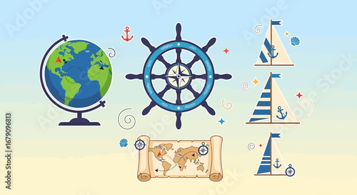 Nautical adventure awaits: vector elements for seafaring designs inspiration
