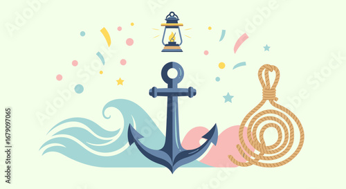 Maritime themed digital artwork featuring sea elements and nautical motifs