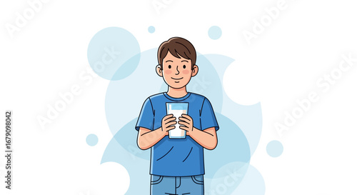 Young Person Displays Joy While Holding Glass Of Milk in Refreshing Composition