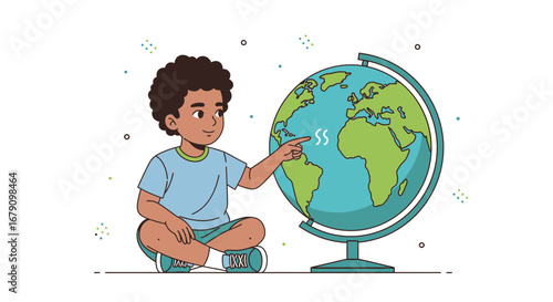 Young Explorer Examining The Globe While Contemplating The World's Diverse Regions