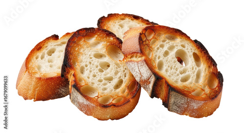 Slika na platnu Isolated Sliced Toasted Baguette Bread