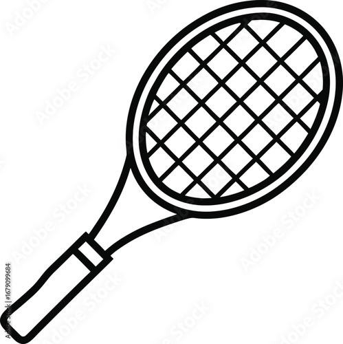 badminton racket outline vector illustration on white background