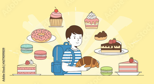 Young person Selecting Delicious Pastries and Enjoying a Variety of Baked Goods