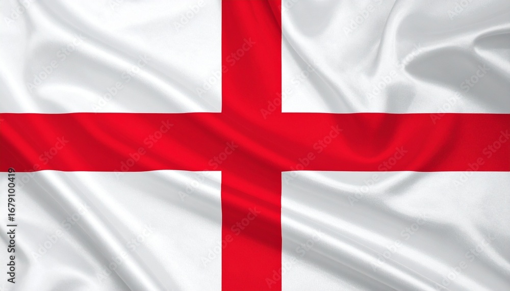 Obraz premium England flag with centered red St George’s Cross on white background, symbolizing national identity and heritage.