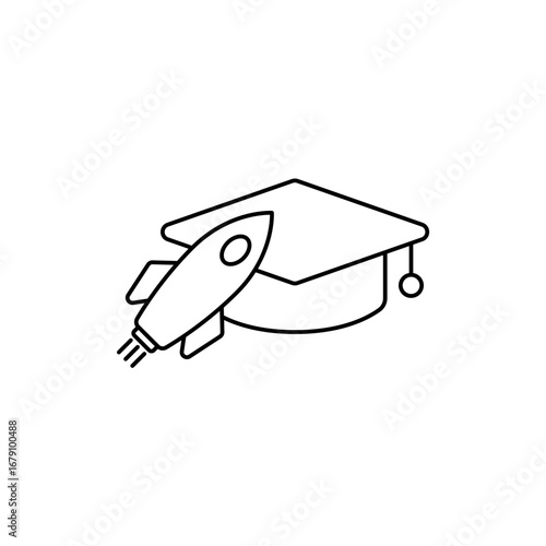 launch education icon outline editable stroke line drawing eps