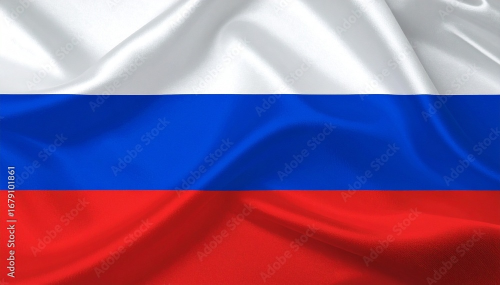 Naklejka premium Russian flag with equal horizontal stripes of white, blue, and red, symbolizing nobility, honesty, and courage.