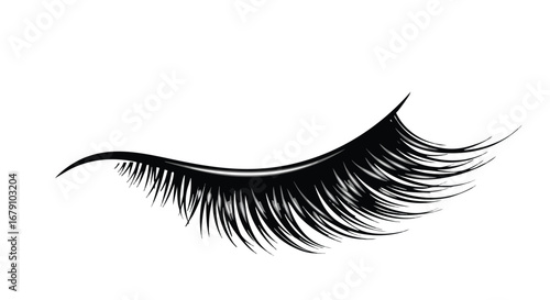 Elegance in Simplicity: A Close-Up Illustration of a Flawless Eyelash Design with Dramatic Flair and Curvature, Capturing the Essence of Beauty