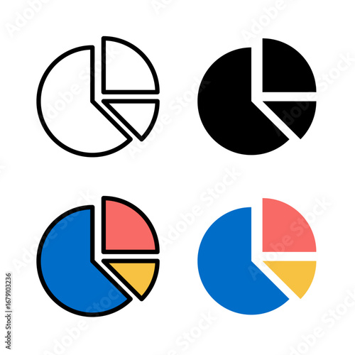 Pie Chart icon . in stroke, black and colored vectors collection isolated on white background. Free Download Pie Chart icon . in stroke, black and colored vectors collection isolated on white background. - GFXLoad