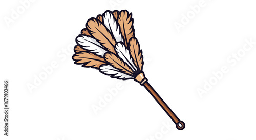 Stylized Feather Duster Illustration: A Symbol of Cleanliness and Vintage Charm Depicting a Traditional Housekeeping Tool