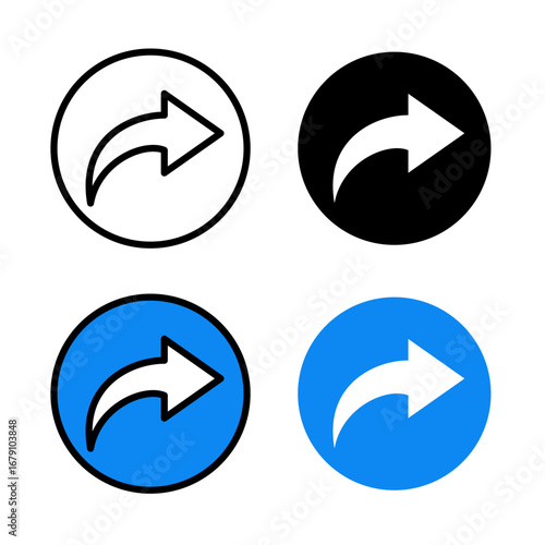 Free Download share arrow icon . in stroke, black and colored vectors collection isolated on white background. - GFXLoad