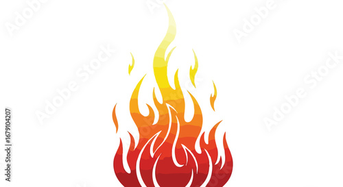 Stylized blaze illustration with a gradient of warm colors, conveying energy and intensity on a clear backdrop, ideal for designs