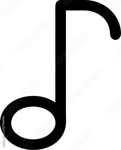 Simple black and white musical note graphic.