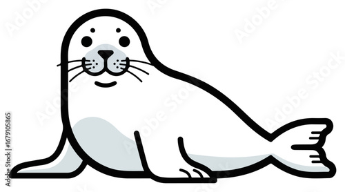 Cute cartoon white seal pup illustration isolated.