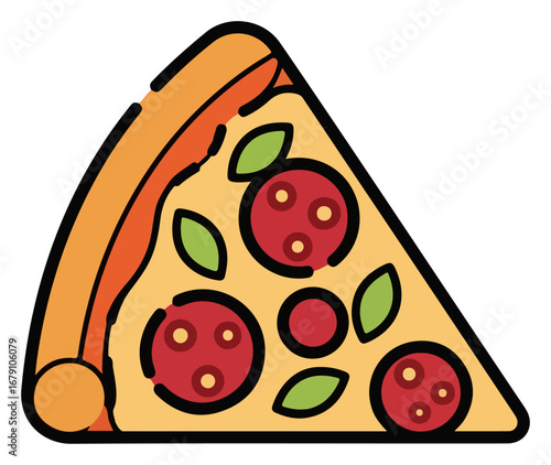 Delicious Pepperoni Pizza Slice with Basil.